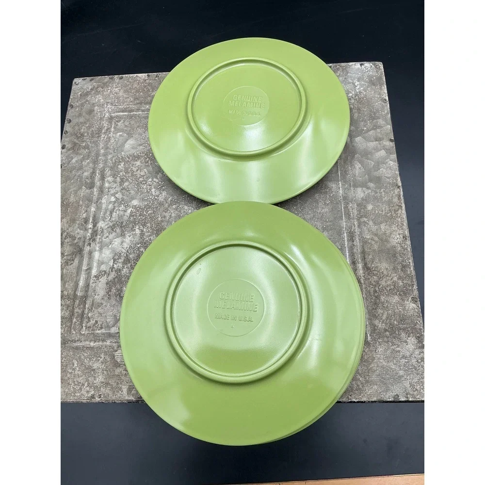 Vintage Genuine Melamine Avocado Green Small Plates Set of 6 Made in USA 5.75in